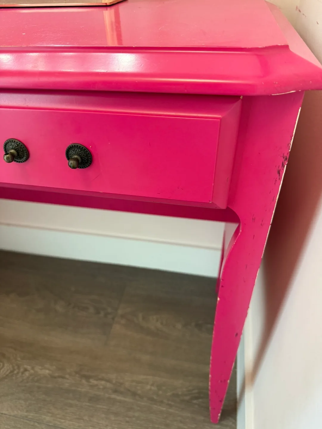 Francfranc Pink Vanity Makeup Table with Lights mirror image indicator(5)