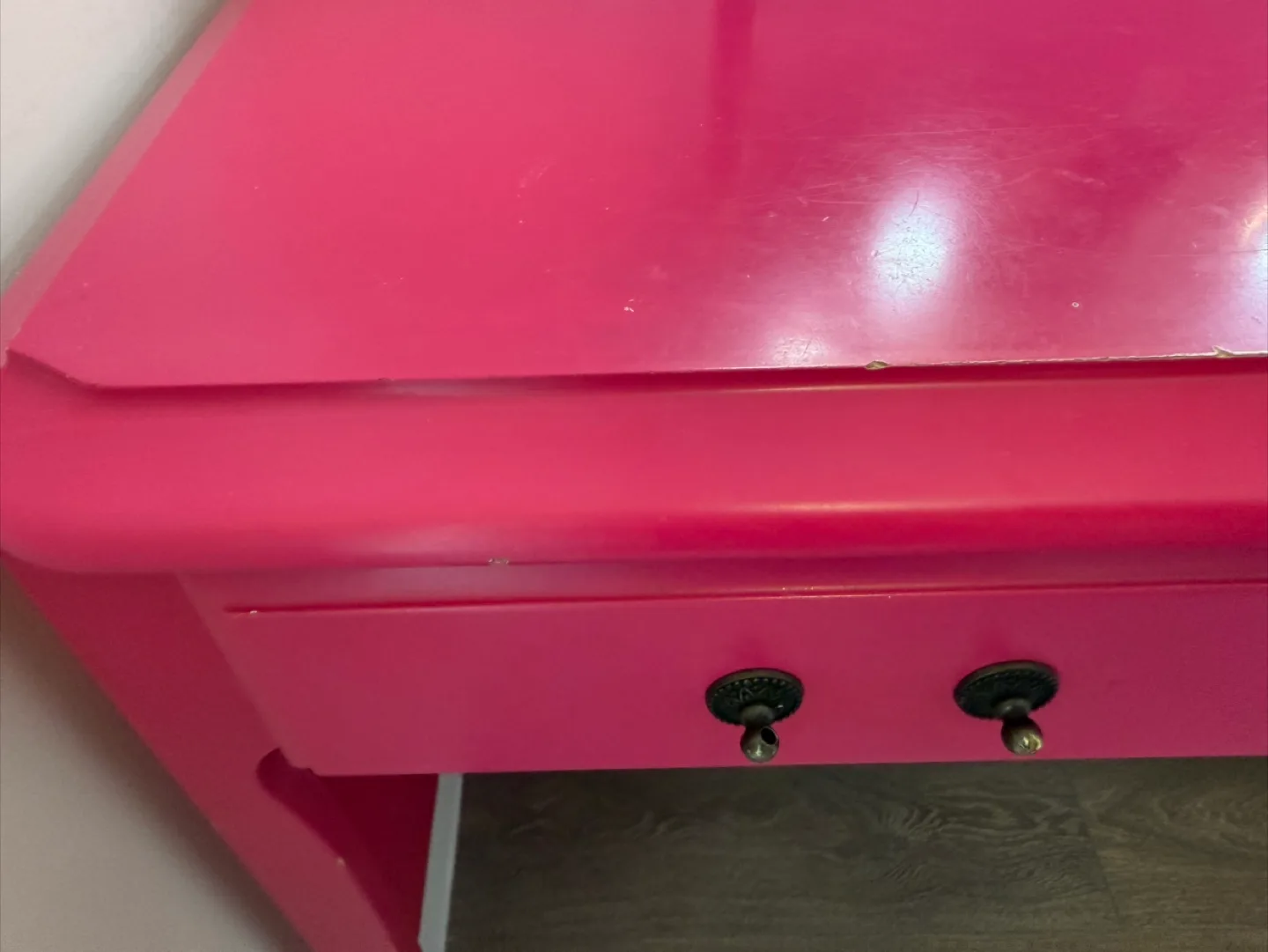 Francfranc Pink Vanity Makeup Table with Lights mirror image indicator(4)