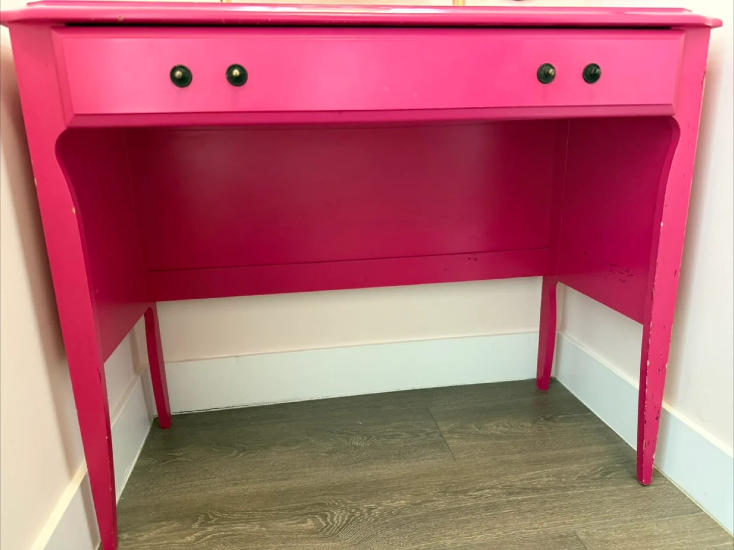 Francfranc Pink Vanity Makeup Table with Lights mirror image indicator(7)