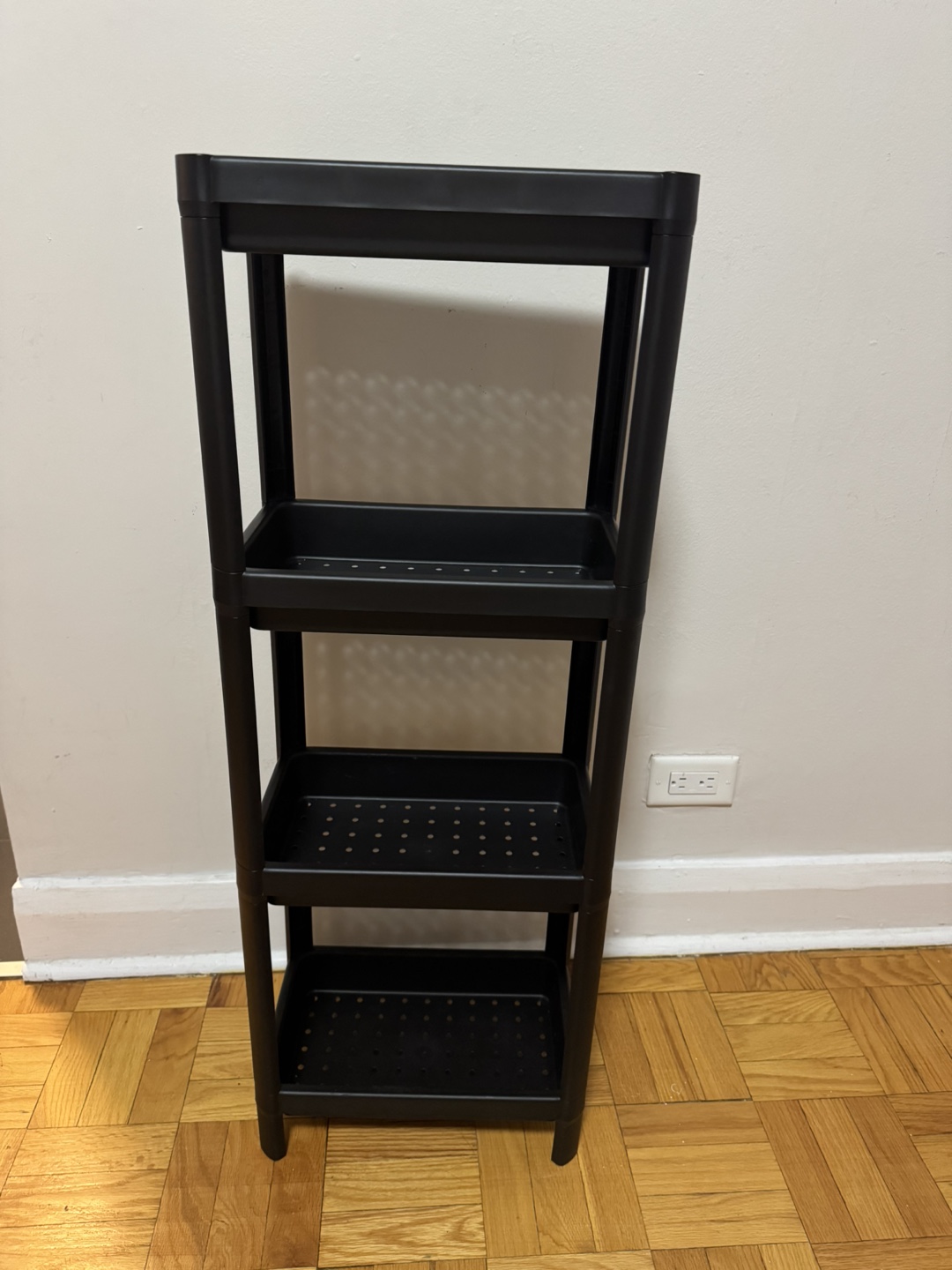 4-Tier Black Plastic Shelf