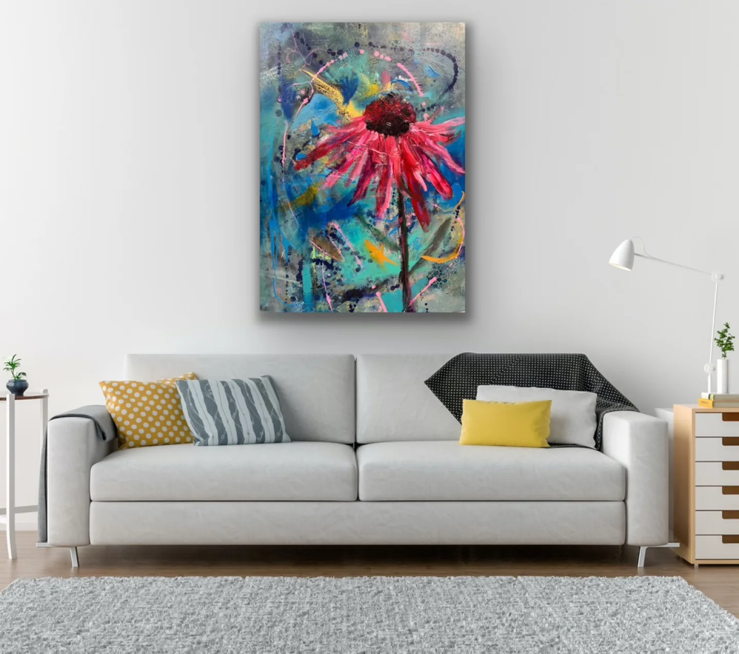 Floral Abstract Painting Original Painting By local Artist thumbnail