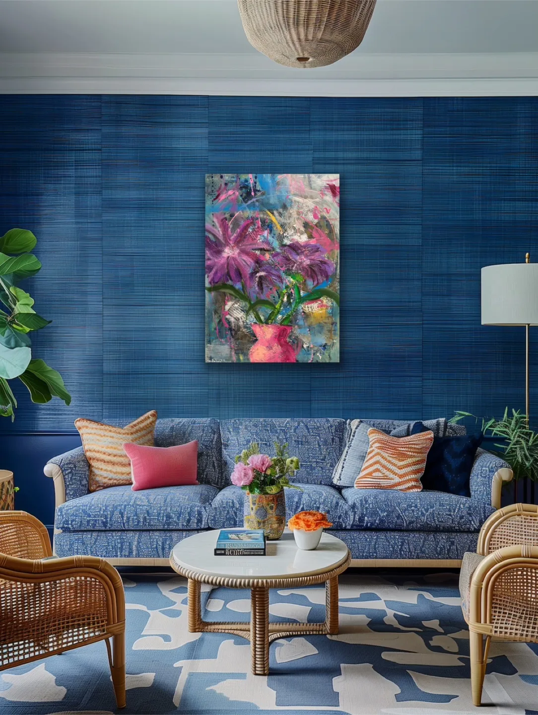 Original by Local Artist Floral Abstract Painting thumbnail