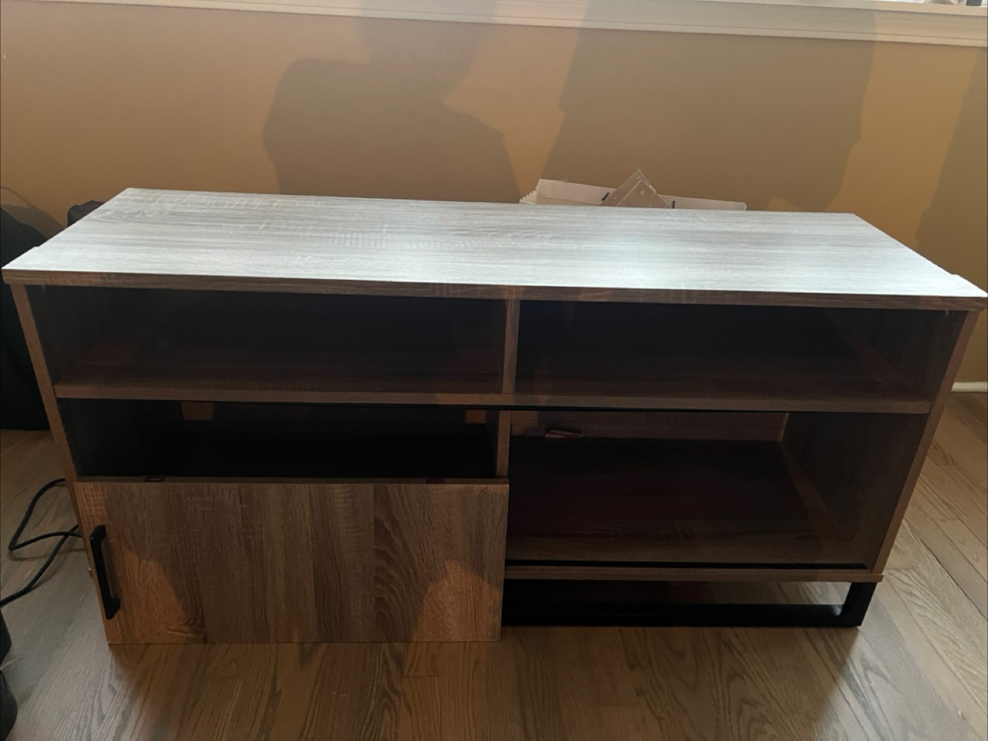 Brown Wood TV Stand with Shelves - photo 3