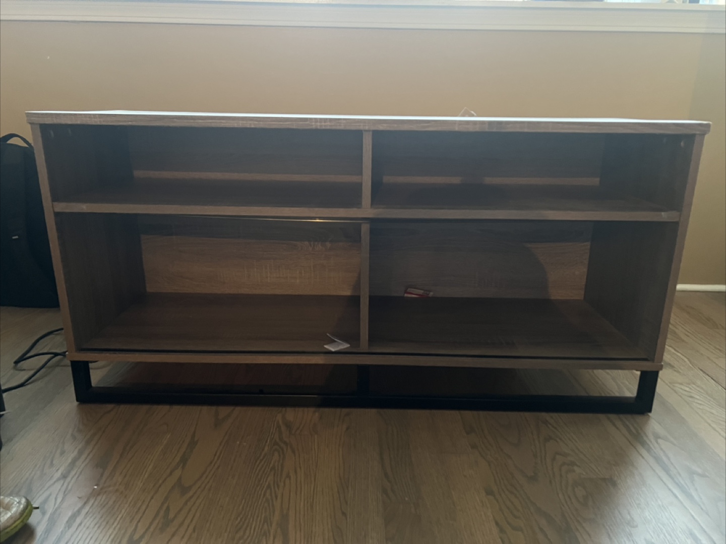 Brown Wood TV Stand with Shelves