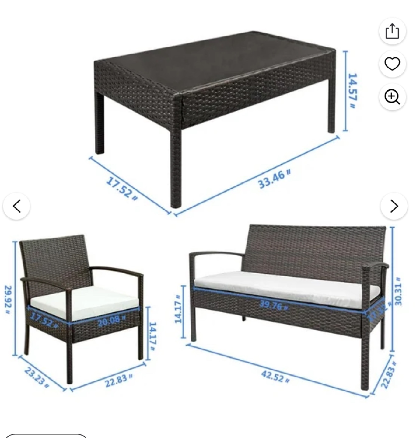 Wicker Patio Set - Loveseat, 2 Chairs, Coffee Table - photo 2