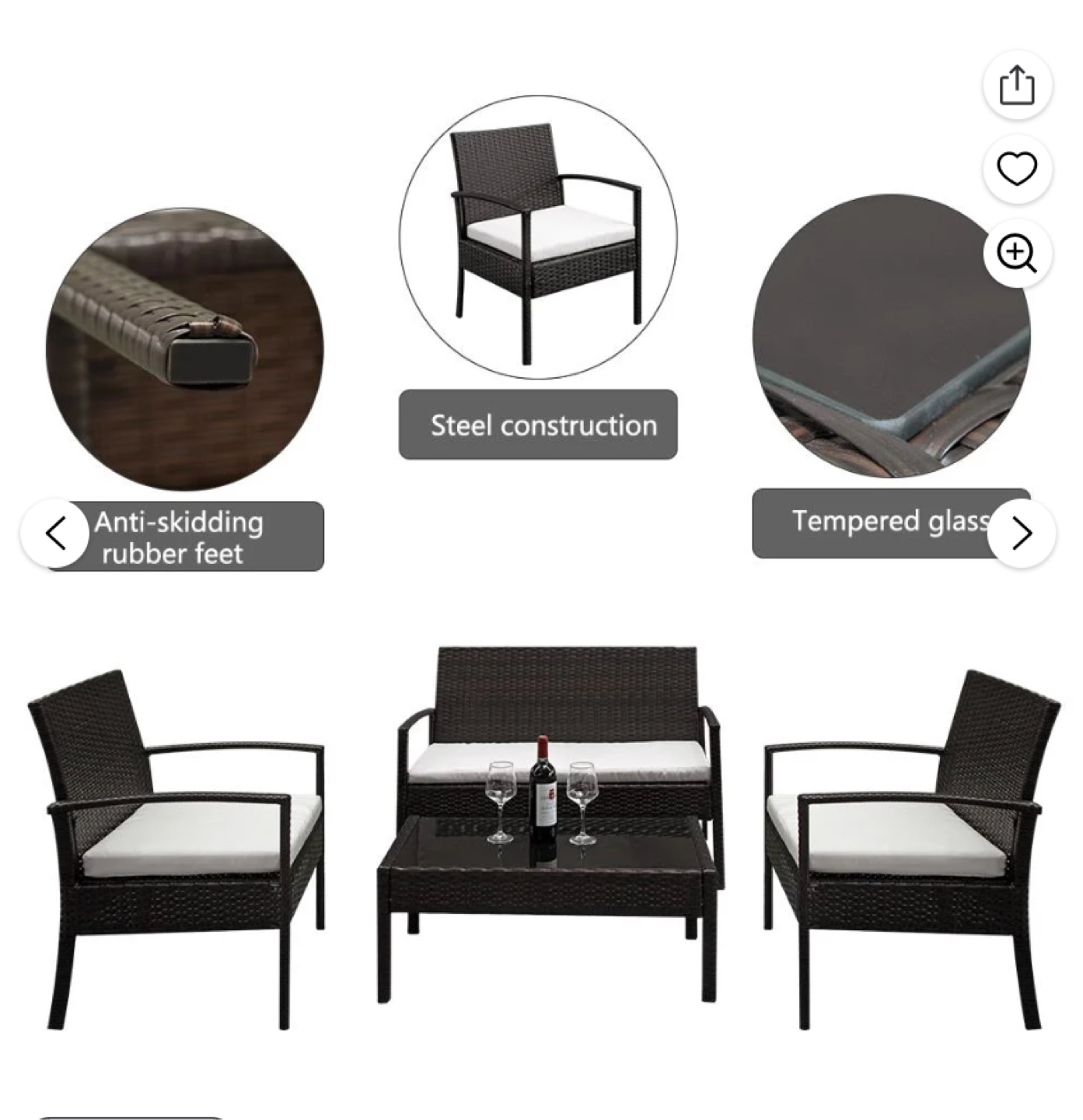Wicker Patio Set - Loveseat, 2 Chairs, Coffee Table - photo 4