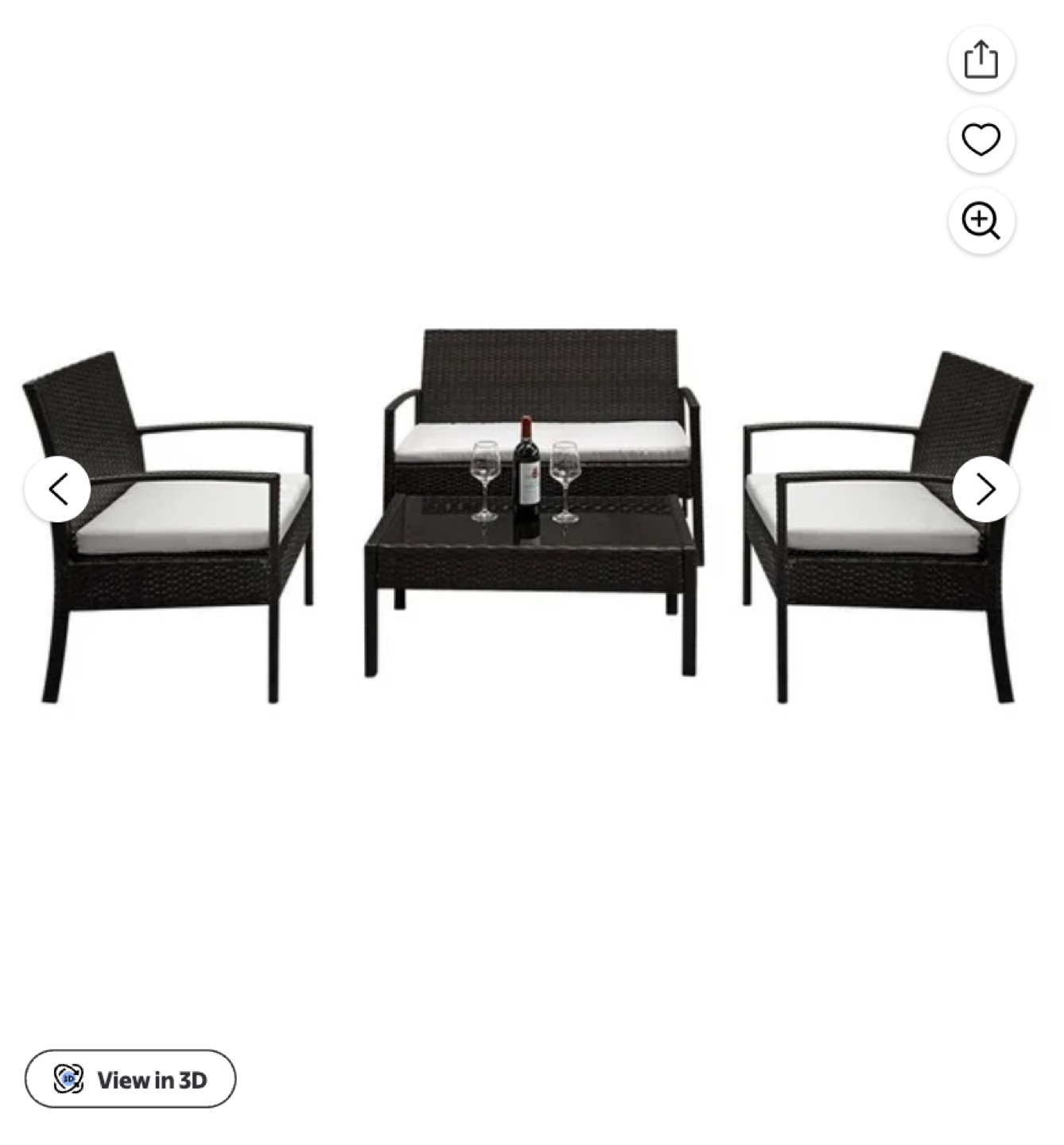 Wicker Patio Set - Loveseat, 2 Chairs, Coffee Table