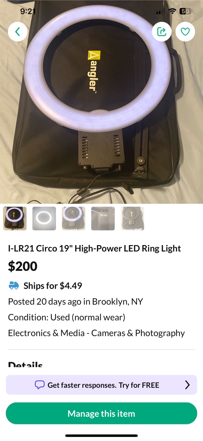 Angler I-LR21 Circo 19" High-Power LED Ring Light