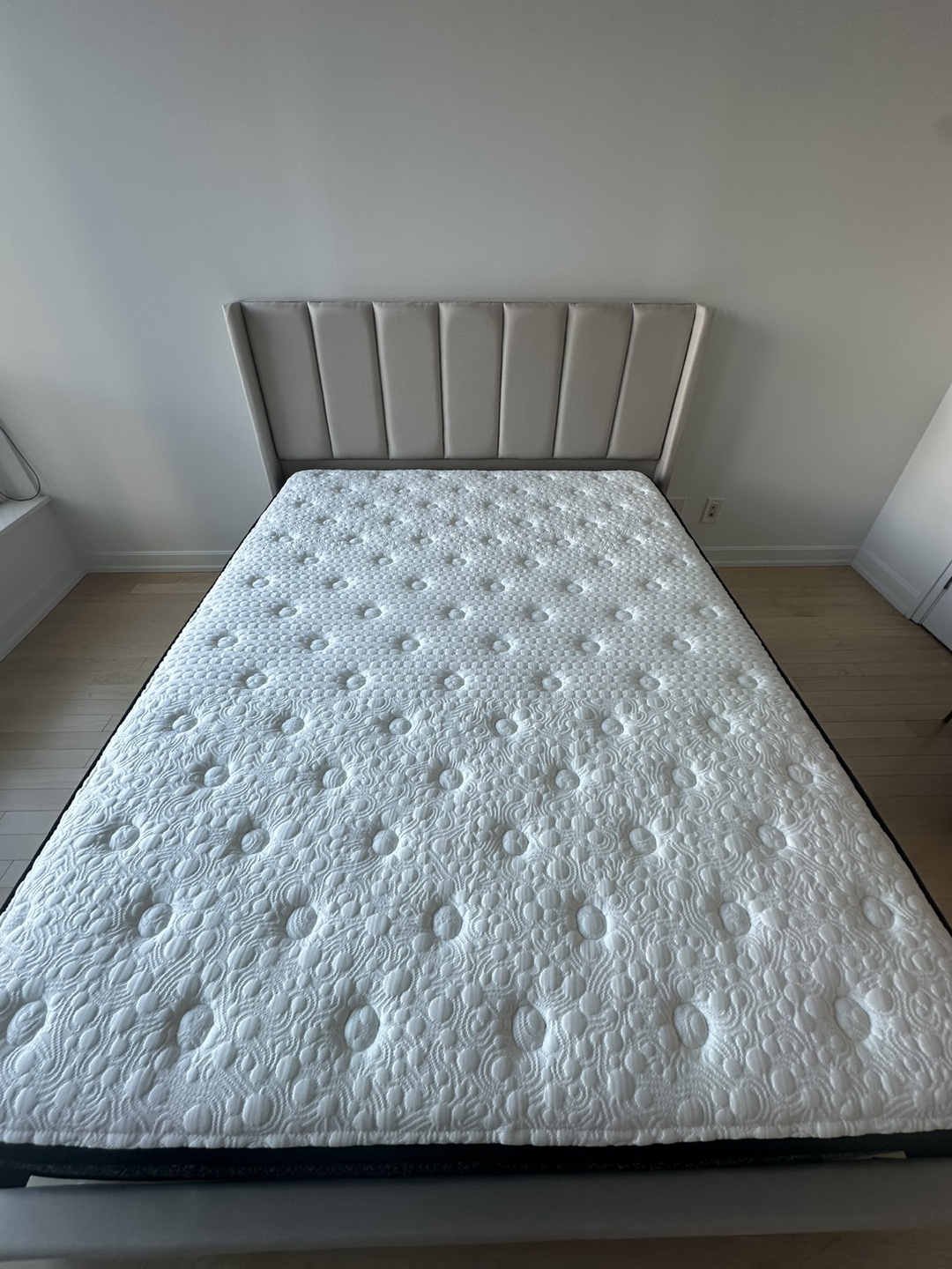 Beige Upholstered Queen Bedframe - photo 4