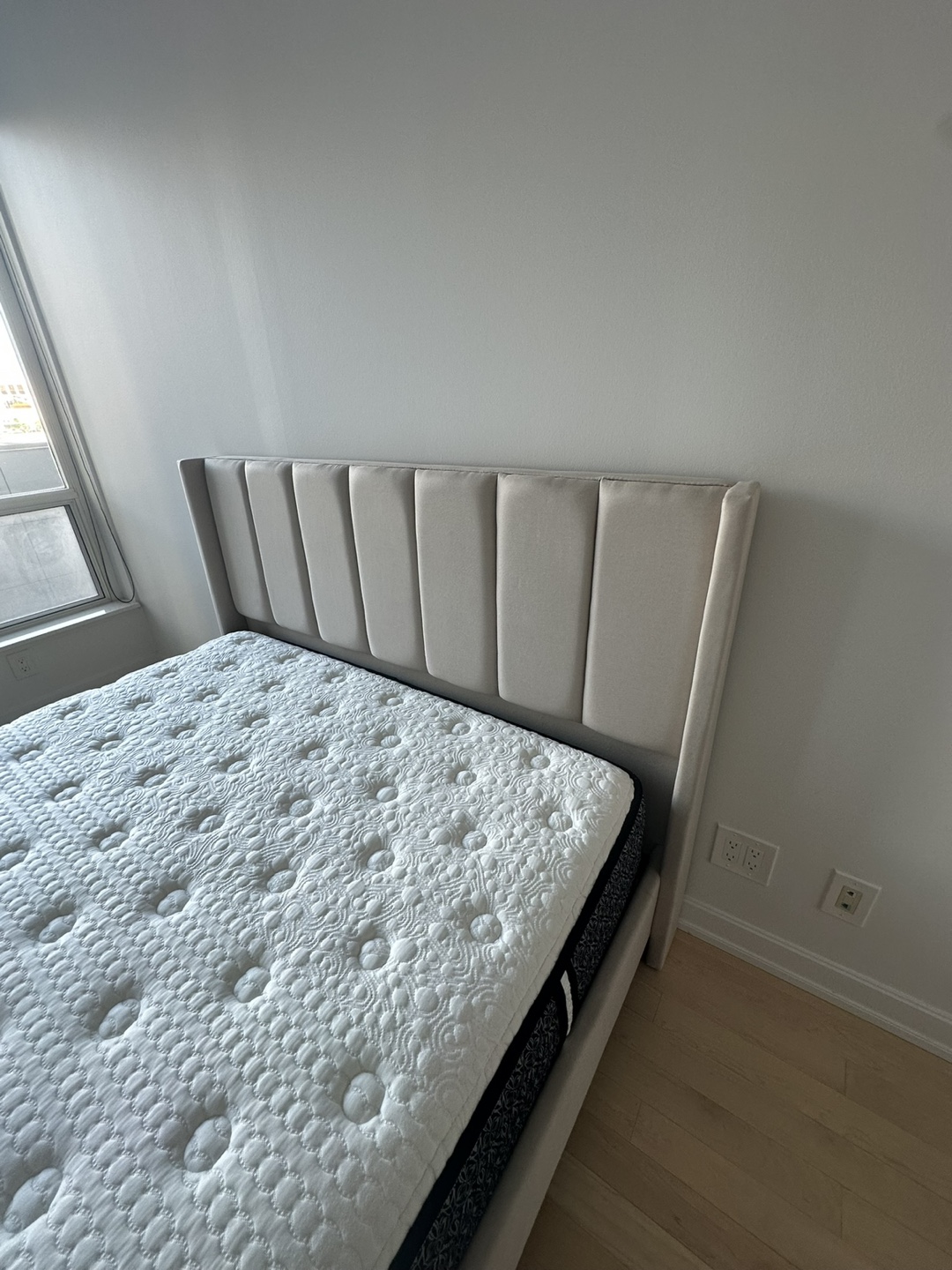 Beige Upholstered Queen Bedframe - photo 2