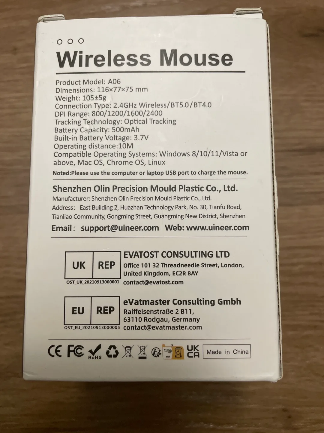 UINEER A06 Wireless Vertical Mouse - New image indicator(5)