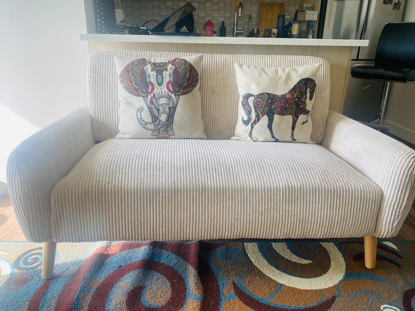 Loveseat Sofa - Corduroy Fabric