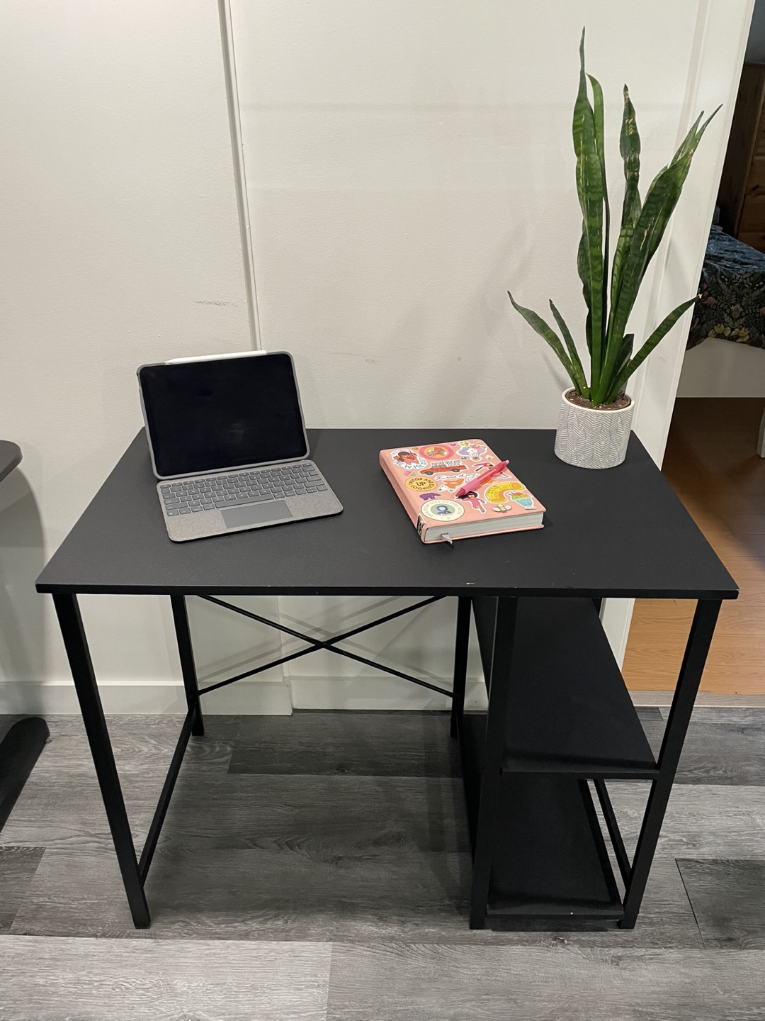 Black Desk with Shelves