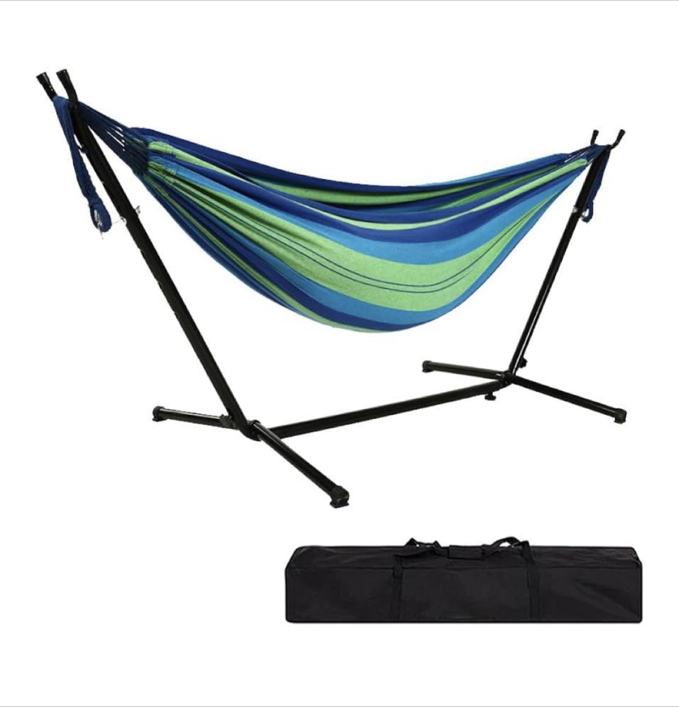 Striped Hammock with Stand & Carry Bag