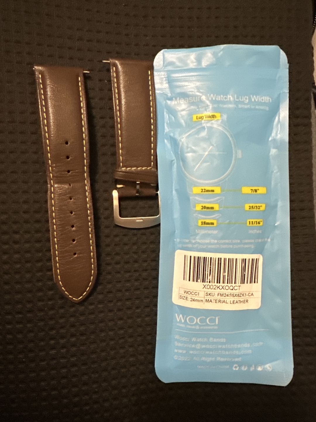 Wocci 24mm Brown Leather Watch Band - New - photo 4