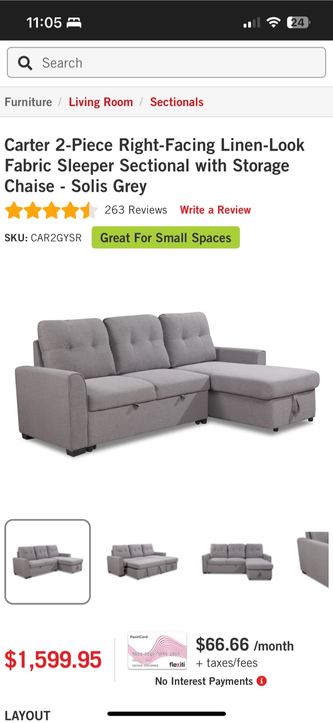 1 year old Carter 2-Piece Sleeper Sectional with Storage Chaise - photo 4