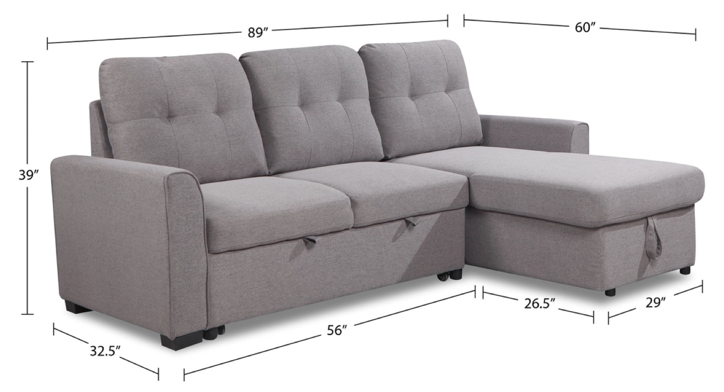 1 year old Carter 2-Piece Sleeper Sectional with Storage Chaise - photo 3