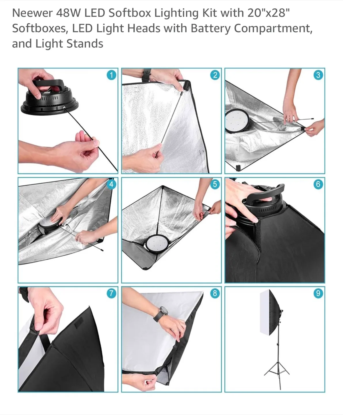 Neewer 48W LED Softbox Lighting Kit (Qty. 2) image indicator(3)