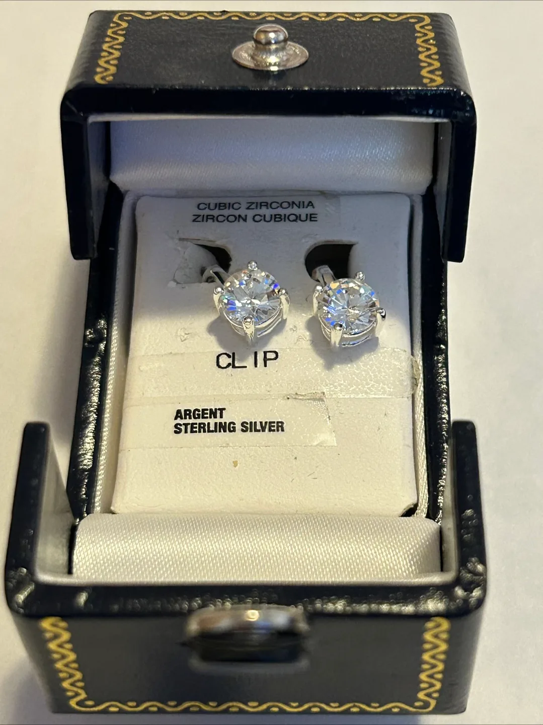 Cubic Zirconia Clip Sterling Silver Earrings image indicator(5)