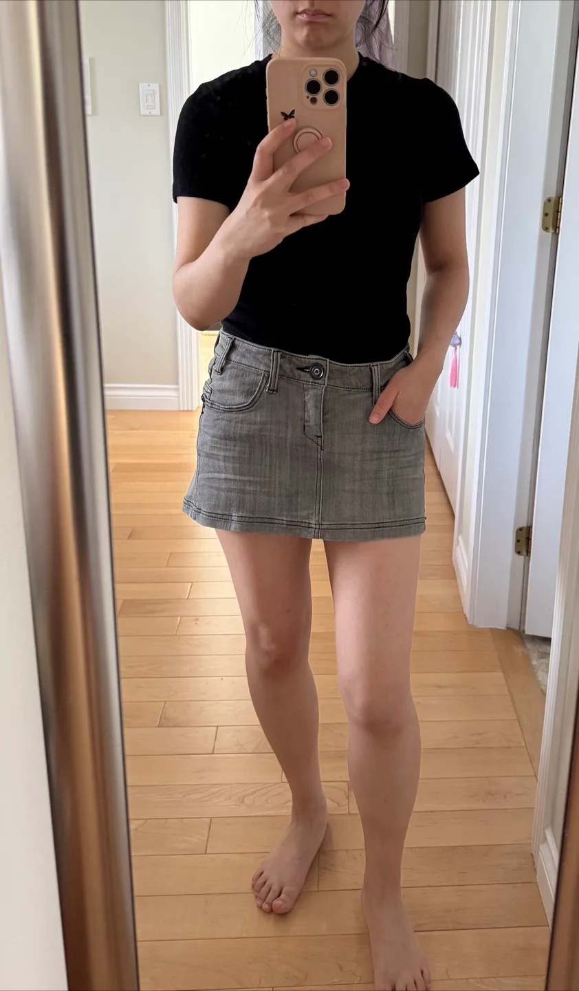 Papaya Gray Denim Skirt - Size Small/Medium thumbnail