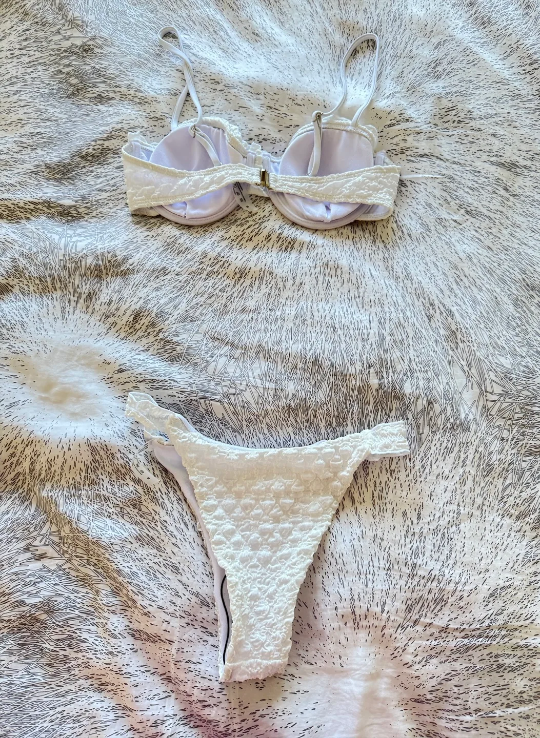 BRAND NEW SHEIN Mod Knit White Bikini Set - Size Small image indicator(4)