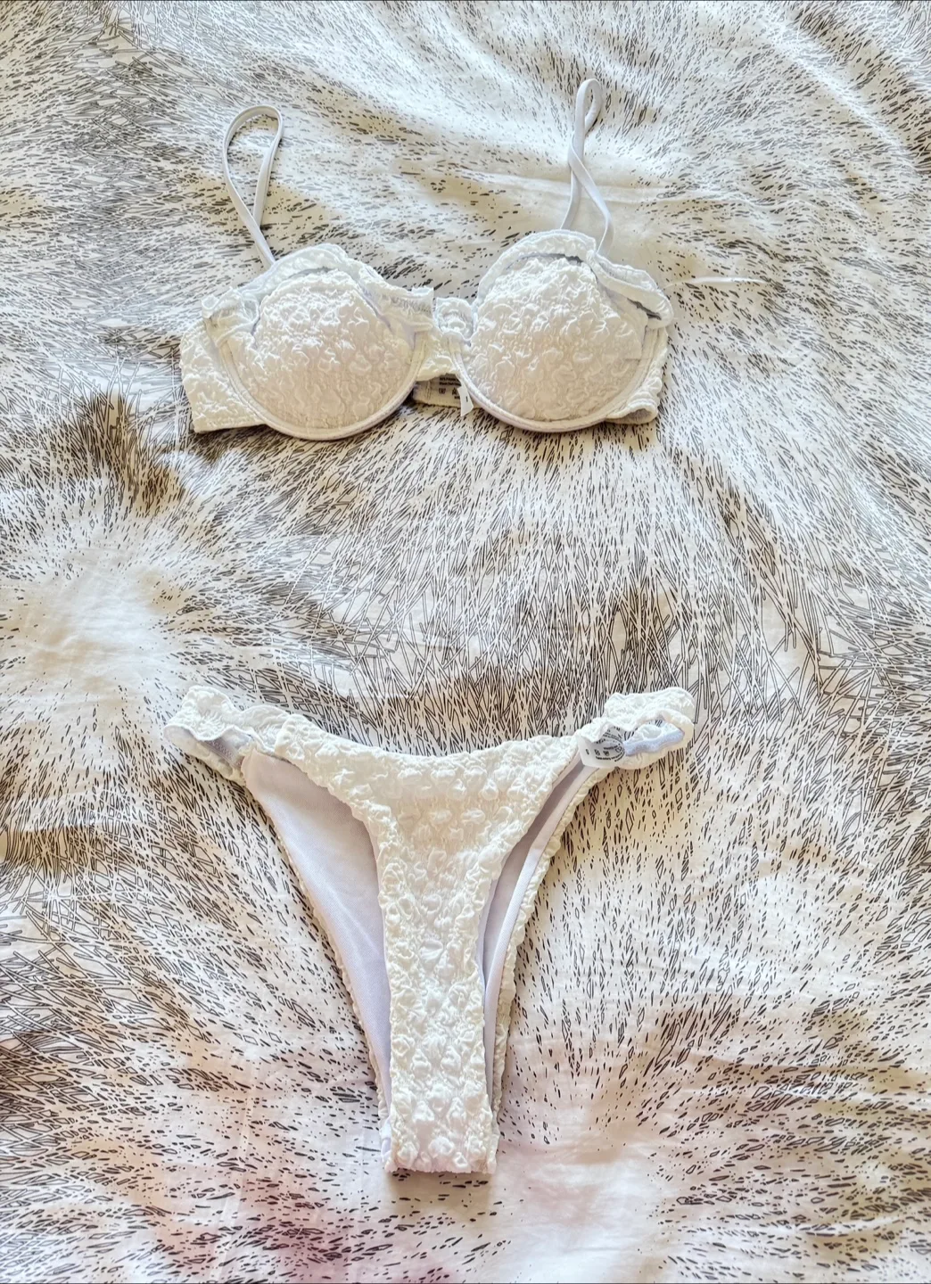 BRAND NEW SHEIN Mod Knit White Bikini Set - Size Small image indicator(3)
