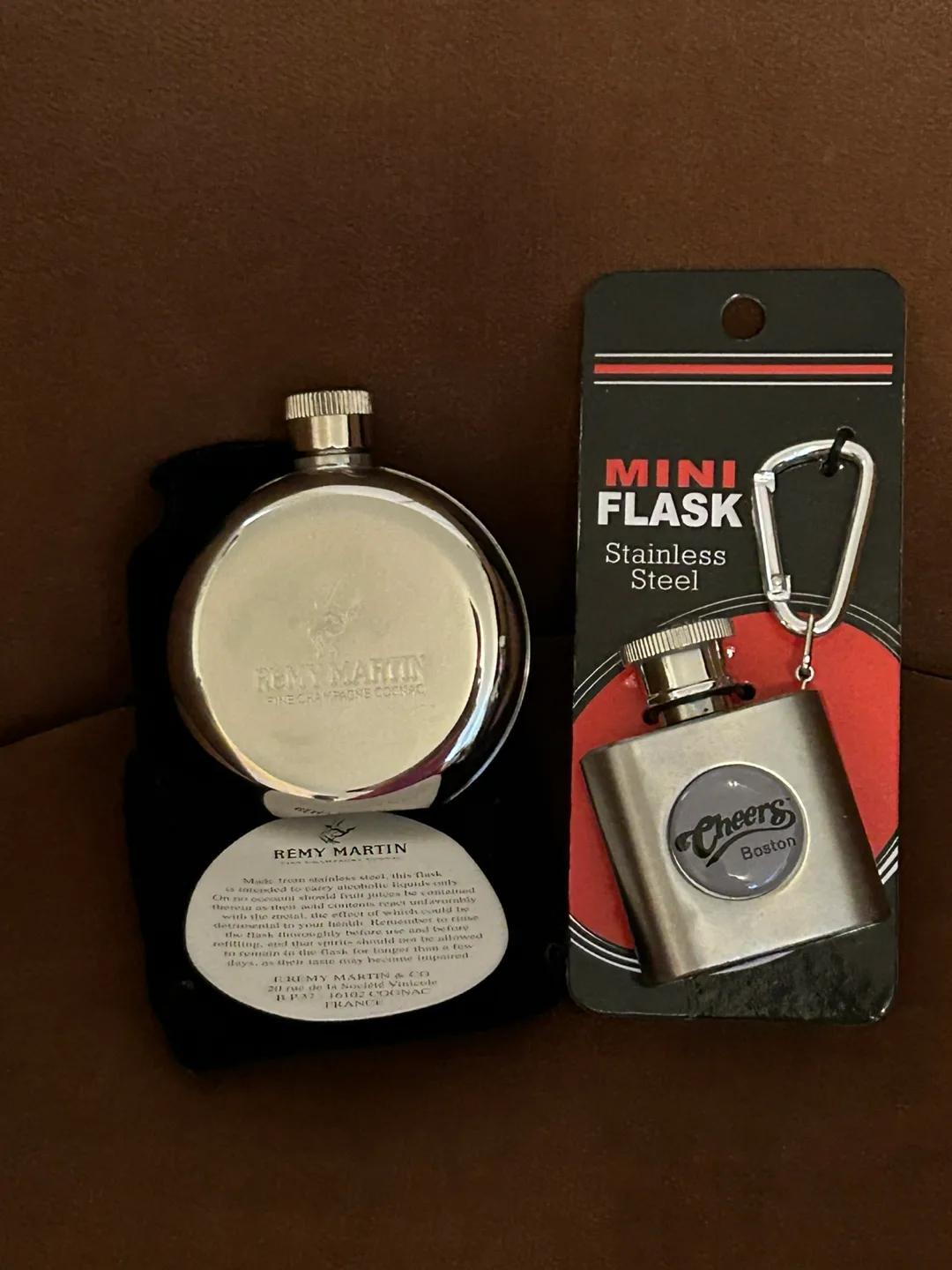 Remy Martin & Cheers Boston Mini Flasks - Stainless Steel thumbnail