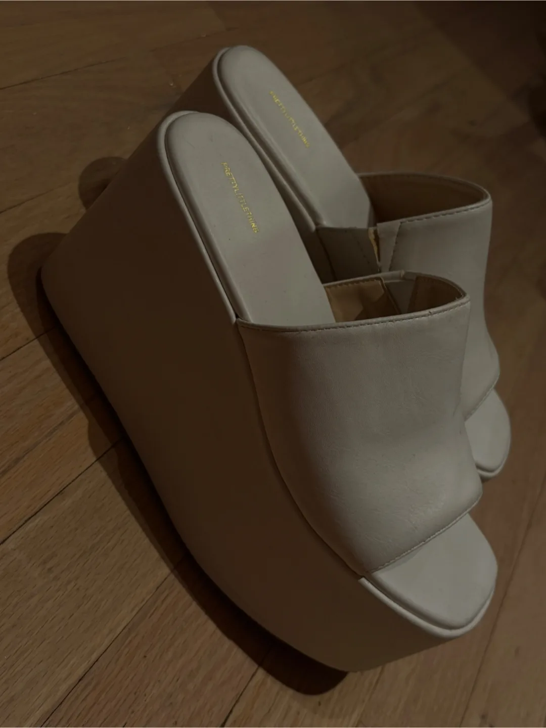 PrettyLittleThing White Platform Wedge Sandals thumbnail