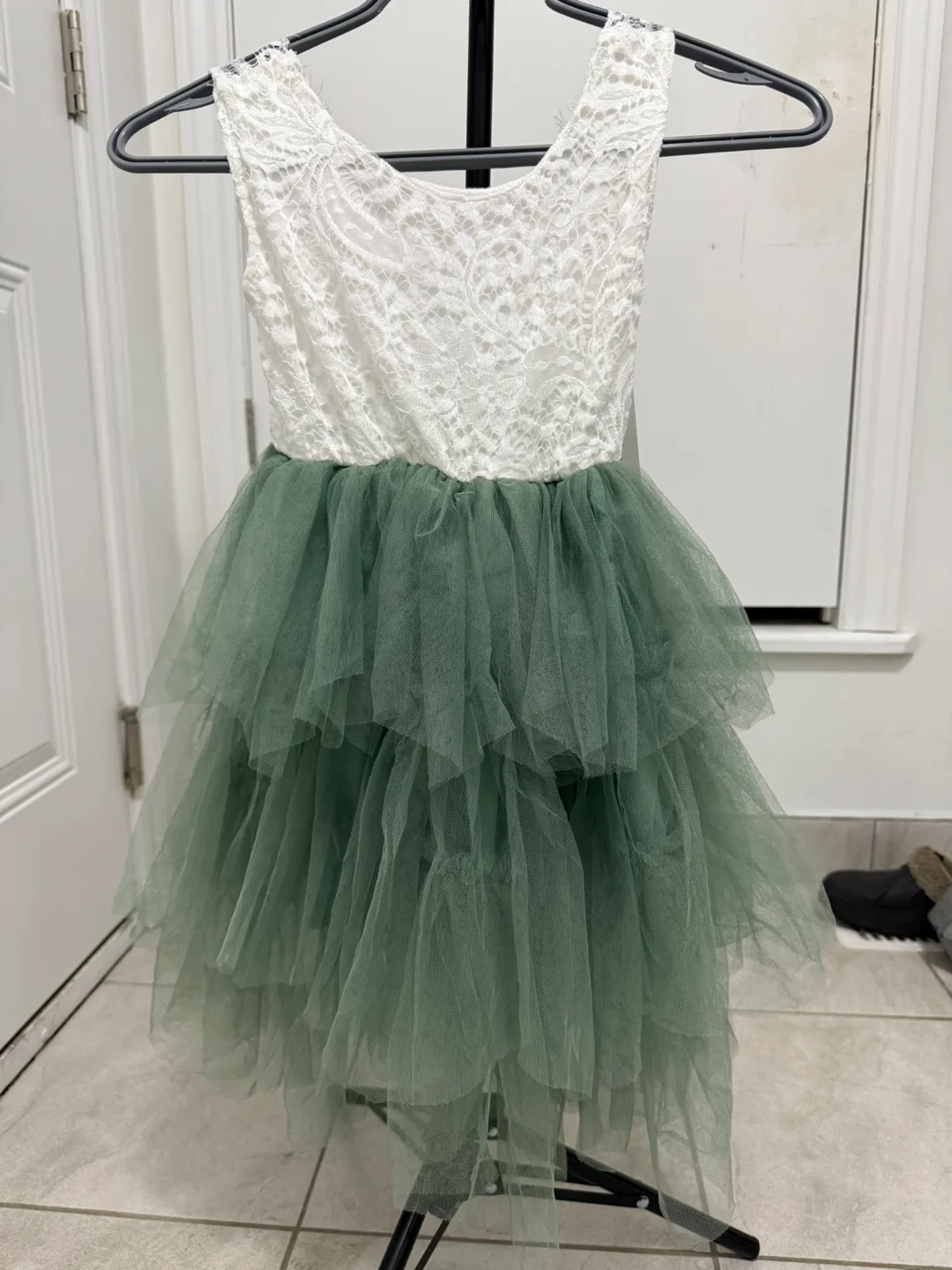 Girls Green Tulle Layered Dress - Size 130 image indicator(3)