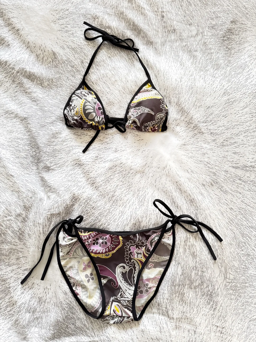 Paisley Pattern String Bikini Set - Size Small thumbnail