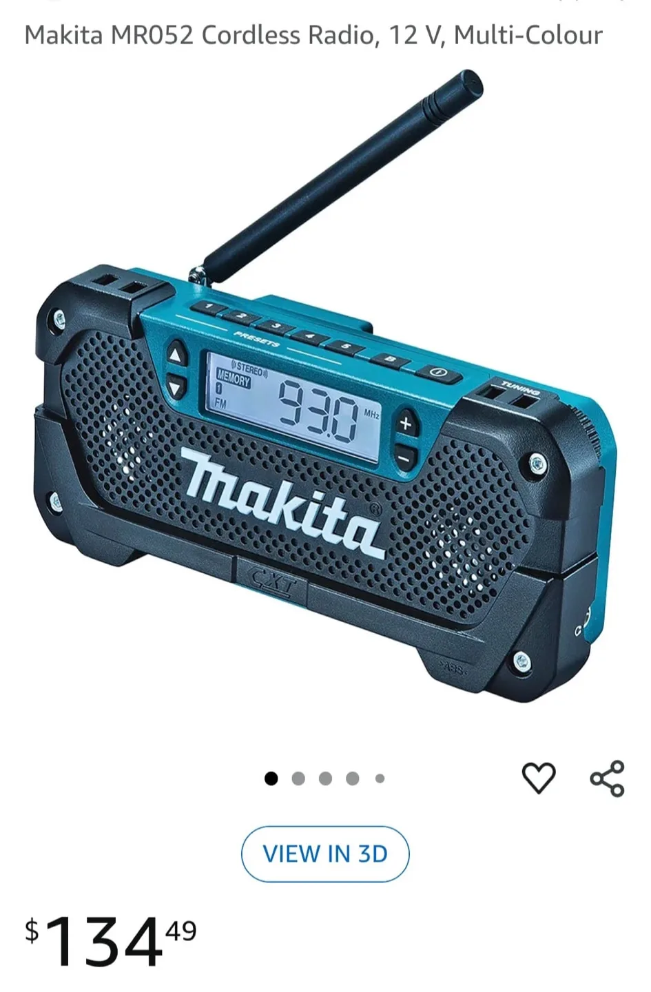 Makita MR052 Cordless Radio, 12 V, Multi-Colour thumbnail