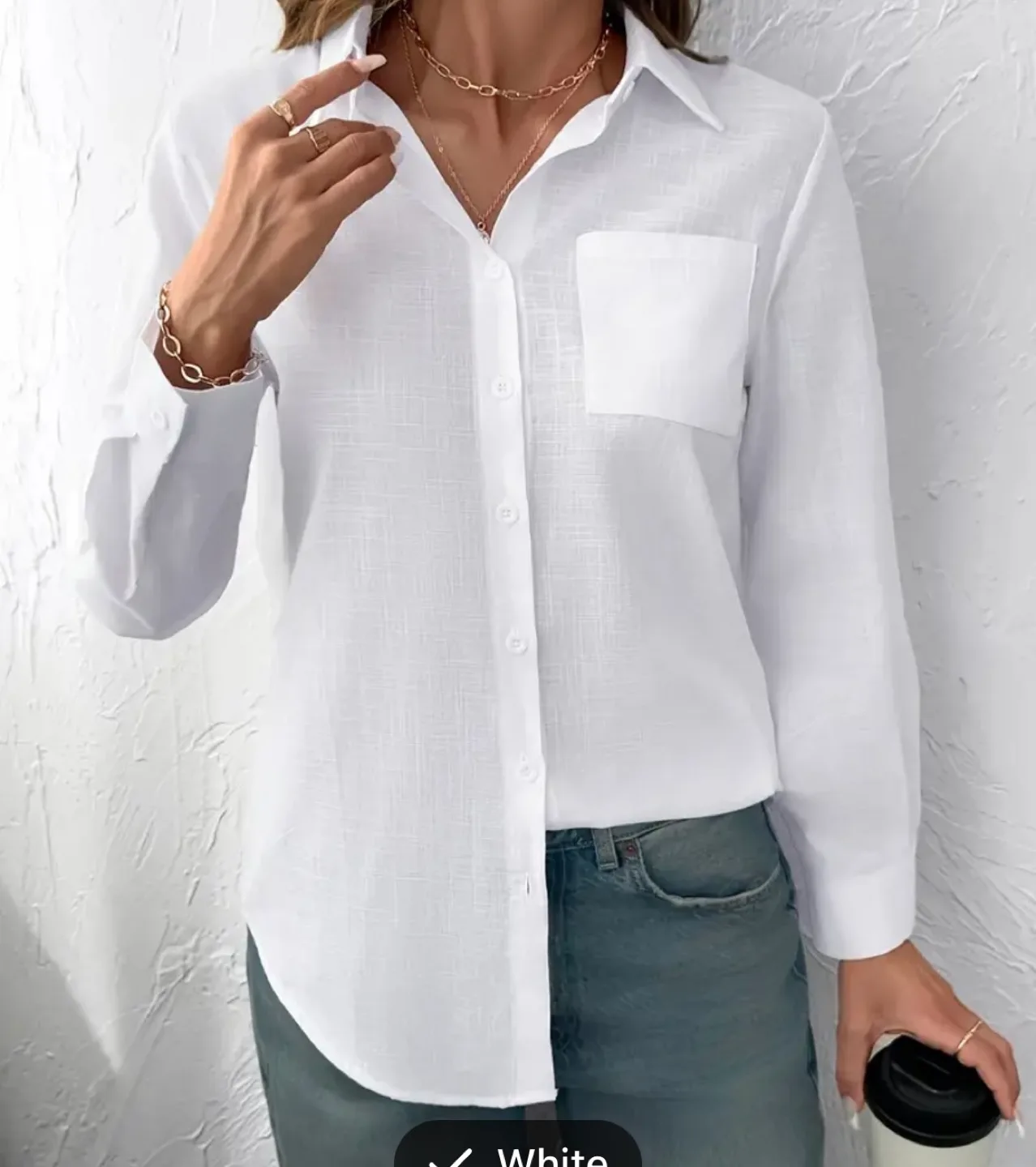 White Button-Up Shirt - Size M image indicator(4)