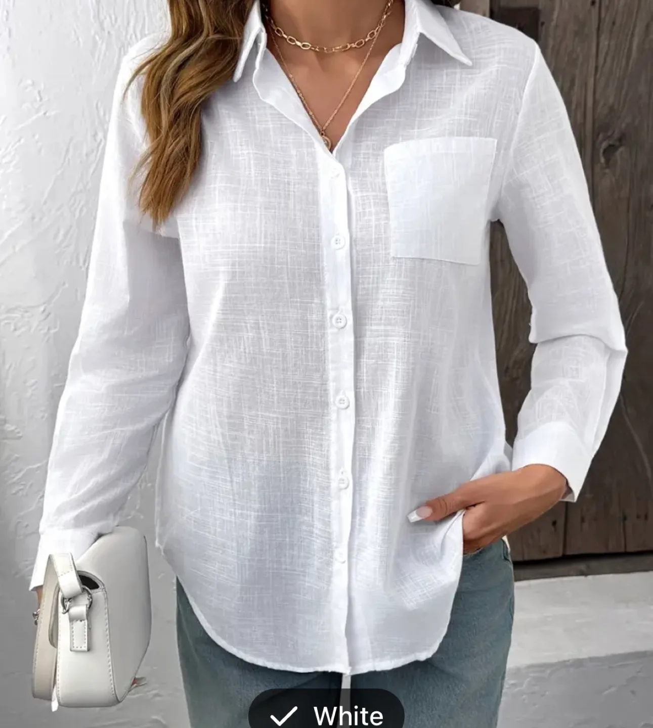 White Button-Up Shirt - Size M image indicator(9)