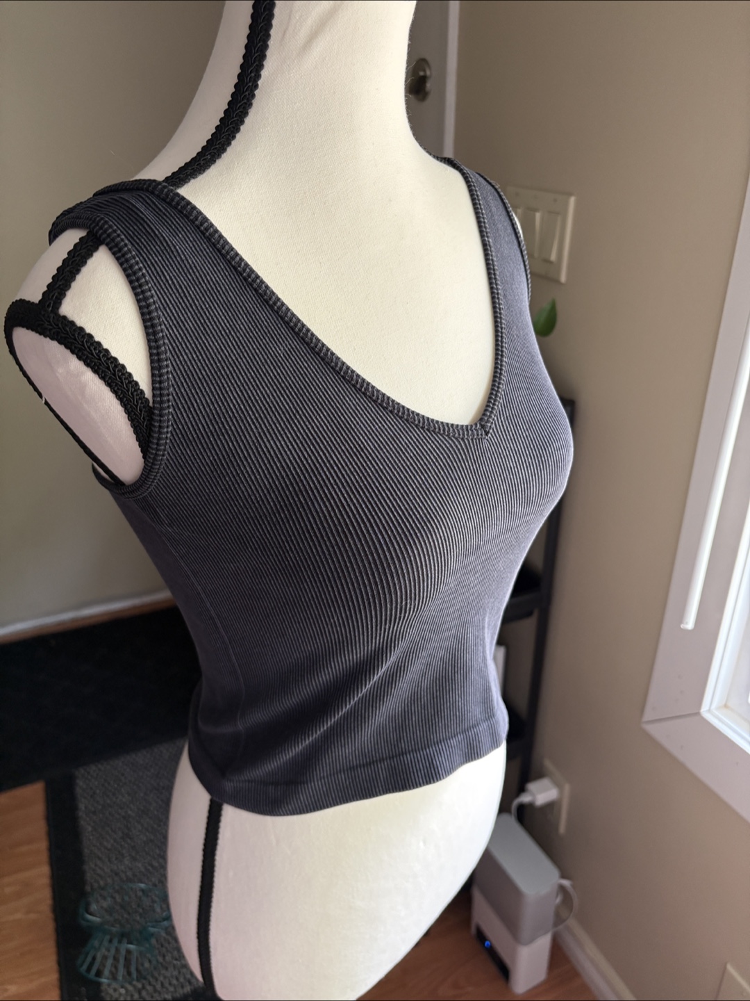 Grey Ribbed Tank Top - photo 4