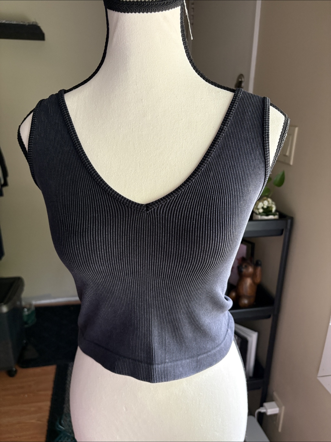 Grey Ribbed Tank Top - photo 3