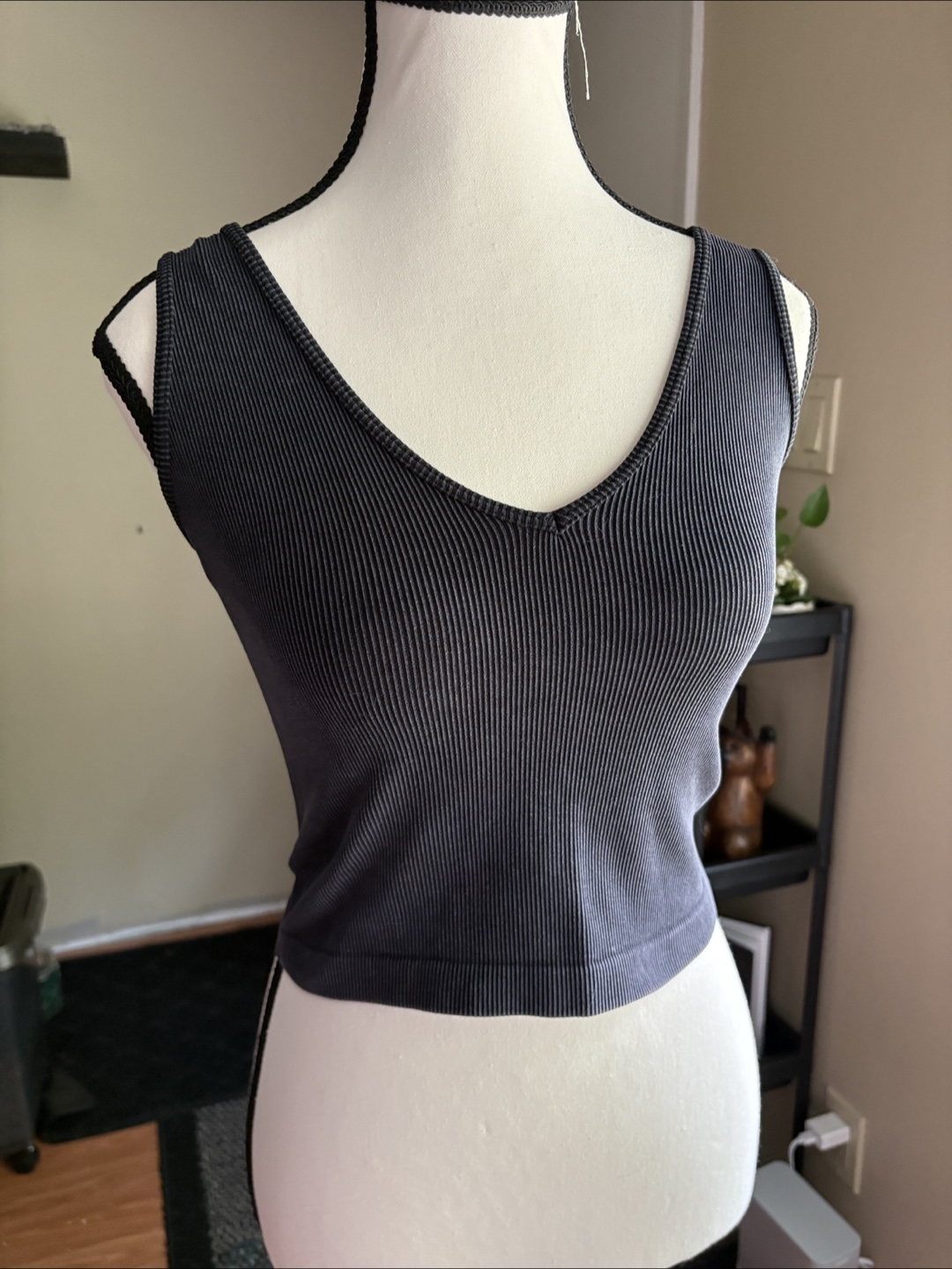 Grey Ribbed Tank Top - photo 2