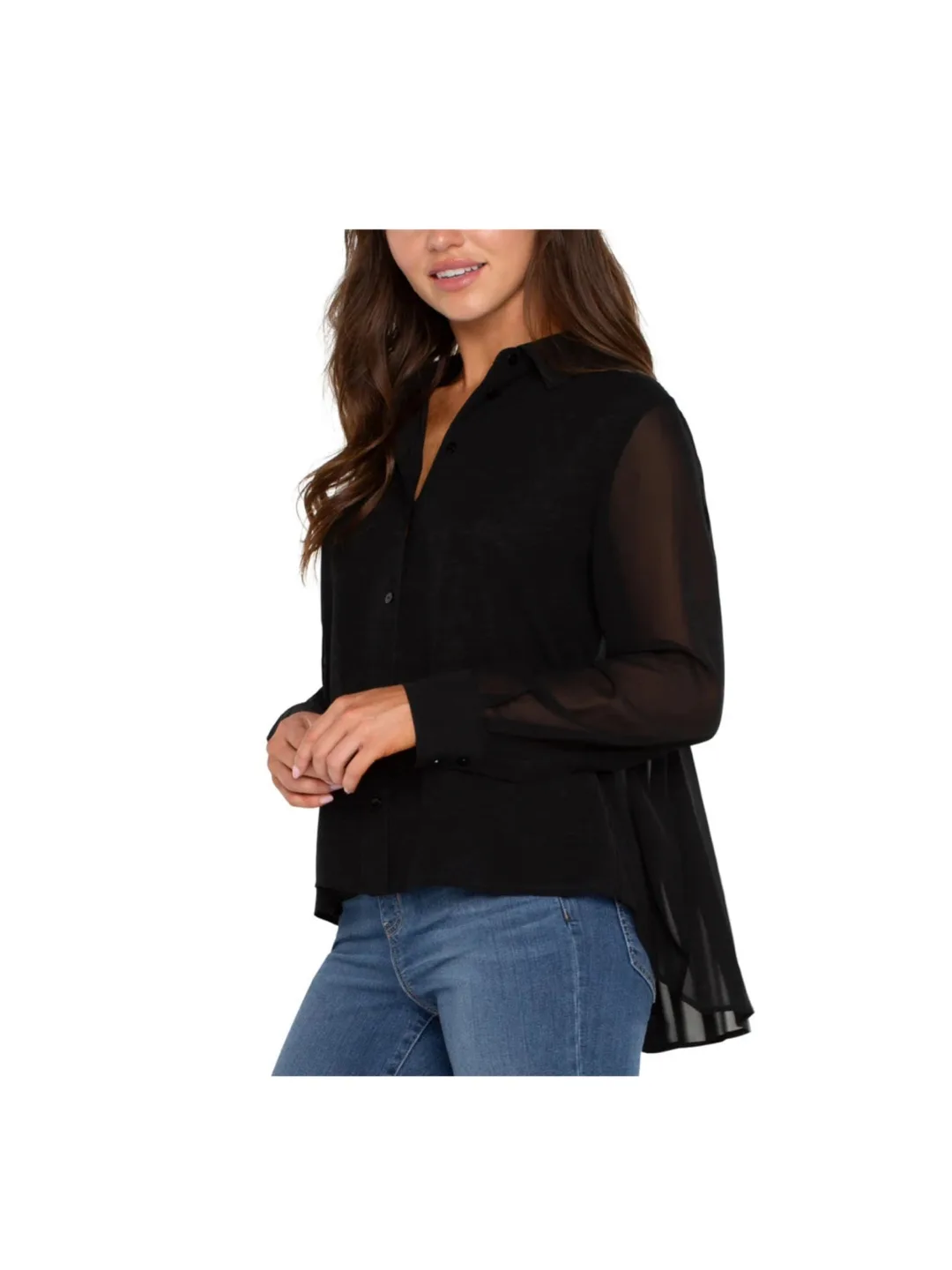 Liverpool Los Angeles Oversized Black Sheer Blouse thumbnail