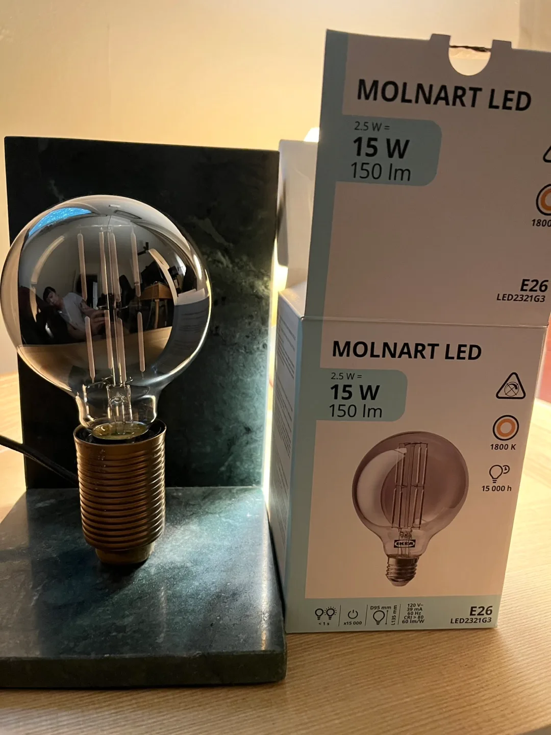 Forest Green Marble Table Lamp (New Bulb Included) thumbnail