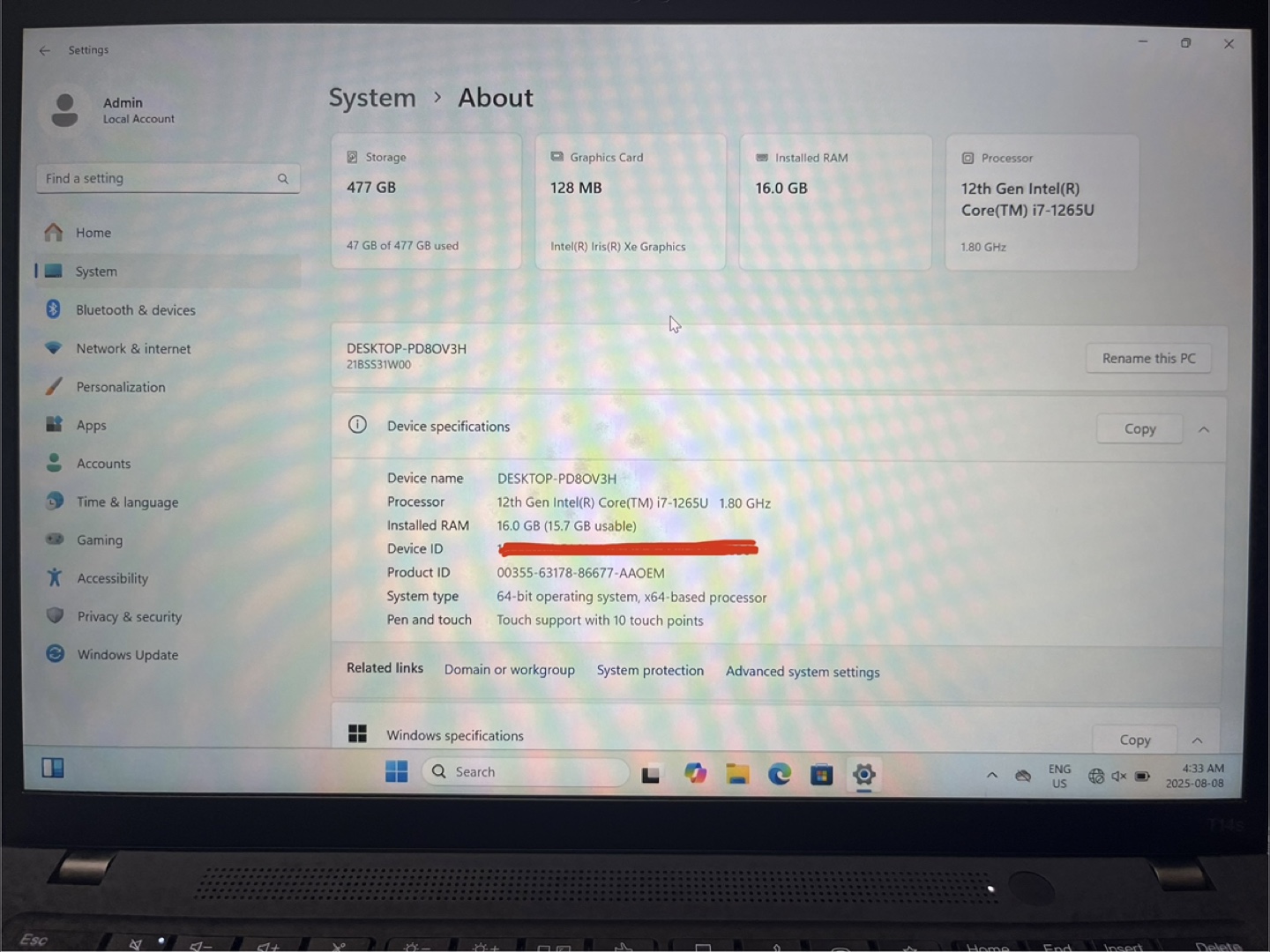 Lenovo T14s Gen 3 Laptop - i7 (10/10 condition) - photo 3