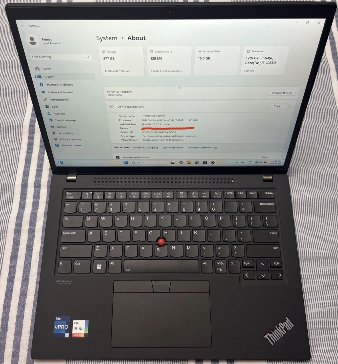 Lenovo T14s Gen 3 Laptop - i7 (10/10 condition) - photo 2