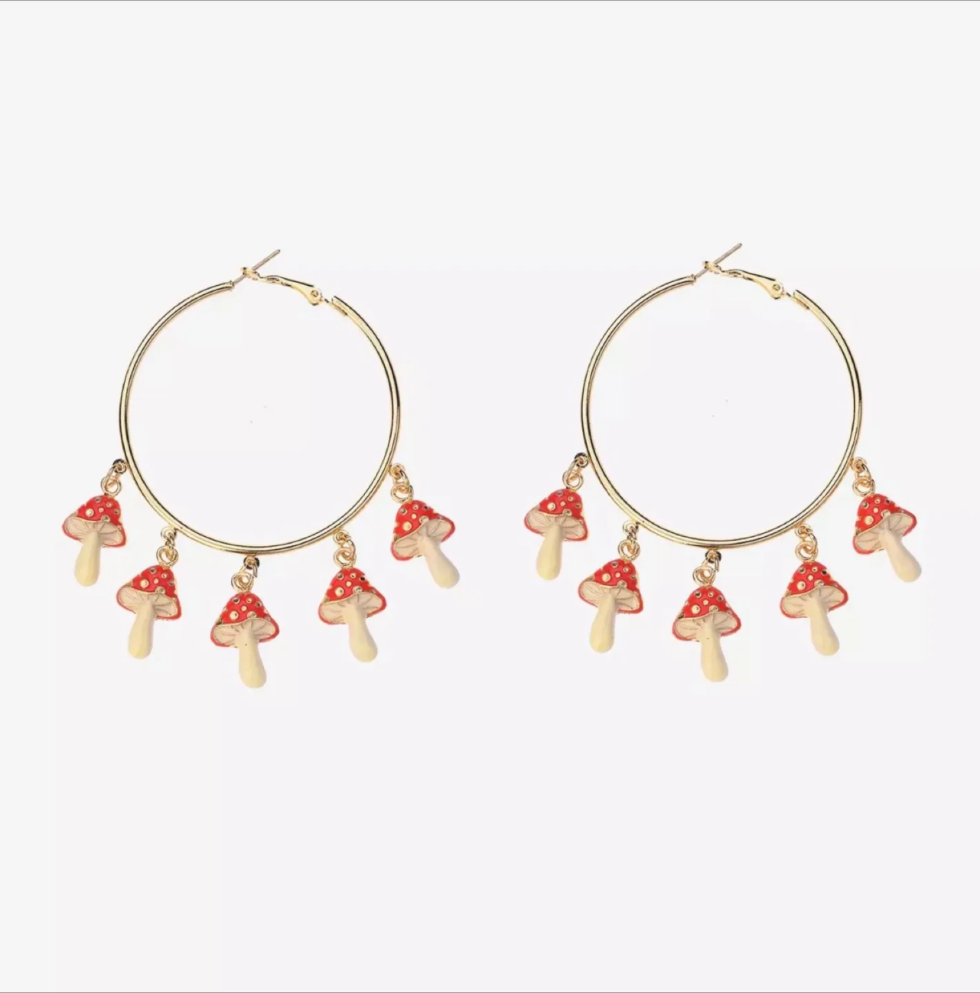 Mushroom Dangle Hoop Earrings image indicator(3)