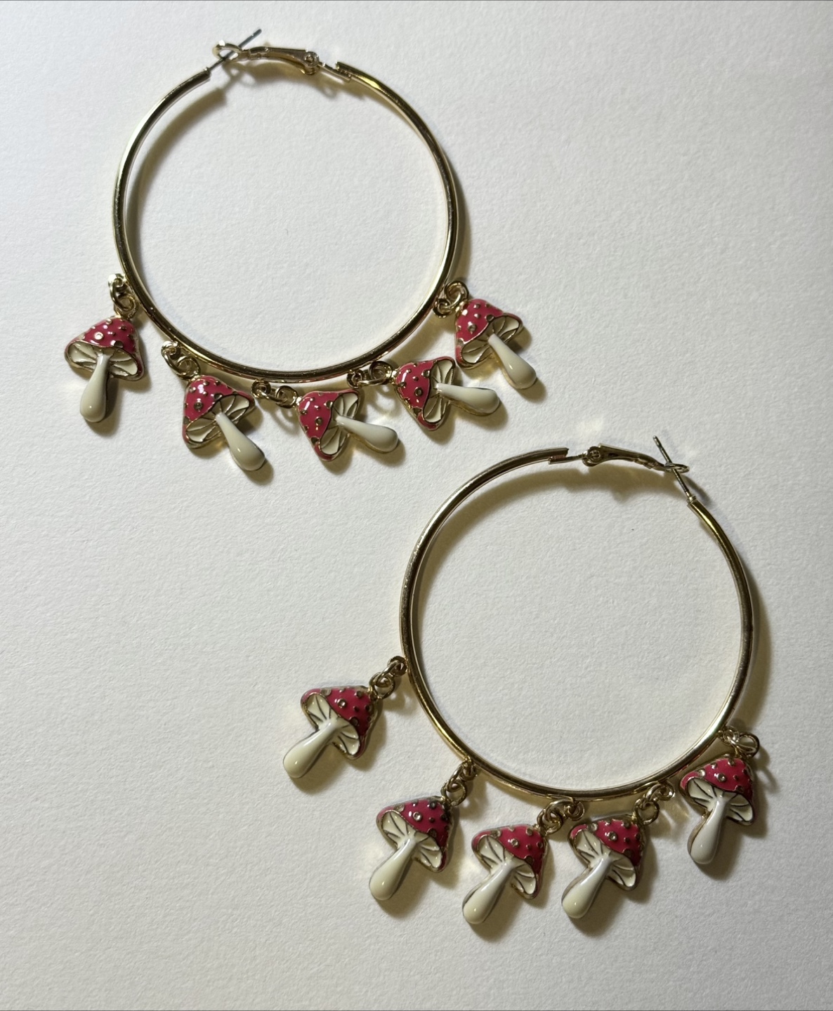 Mushroom Dangle Hoop Earrings