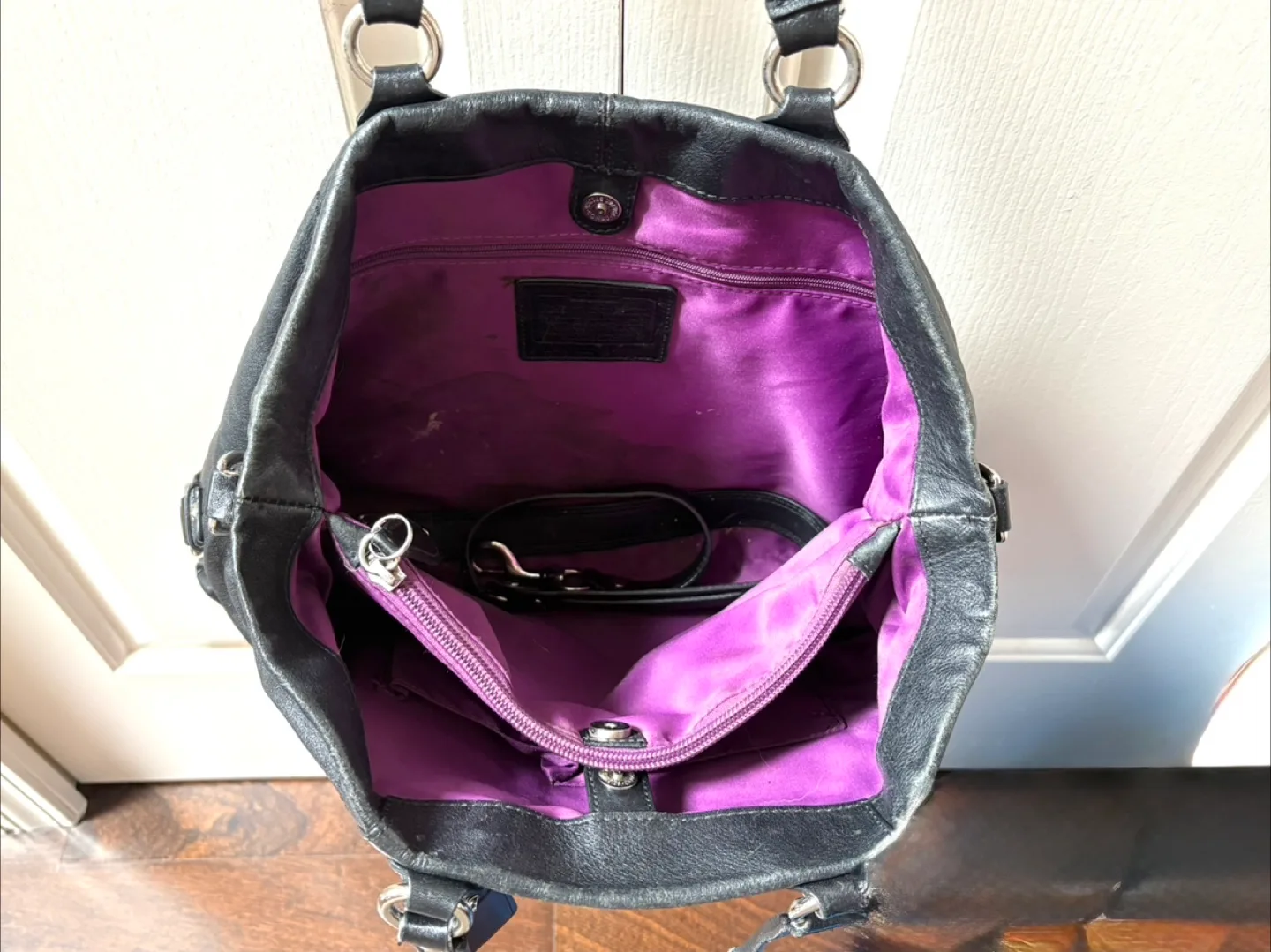 Coach Black Leather Satchel Bag image indicator(3)