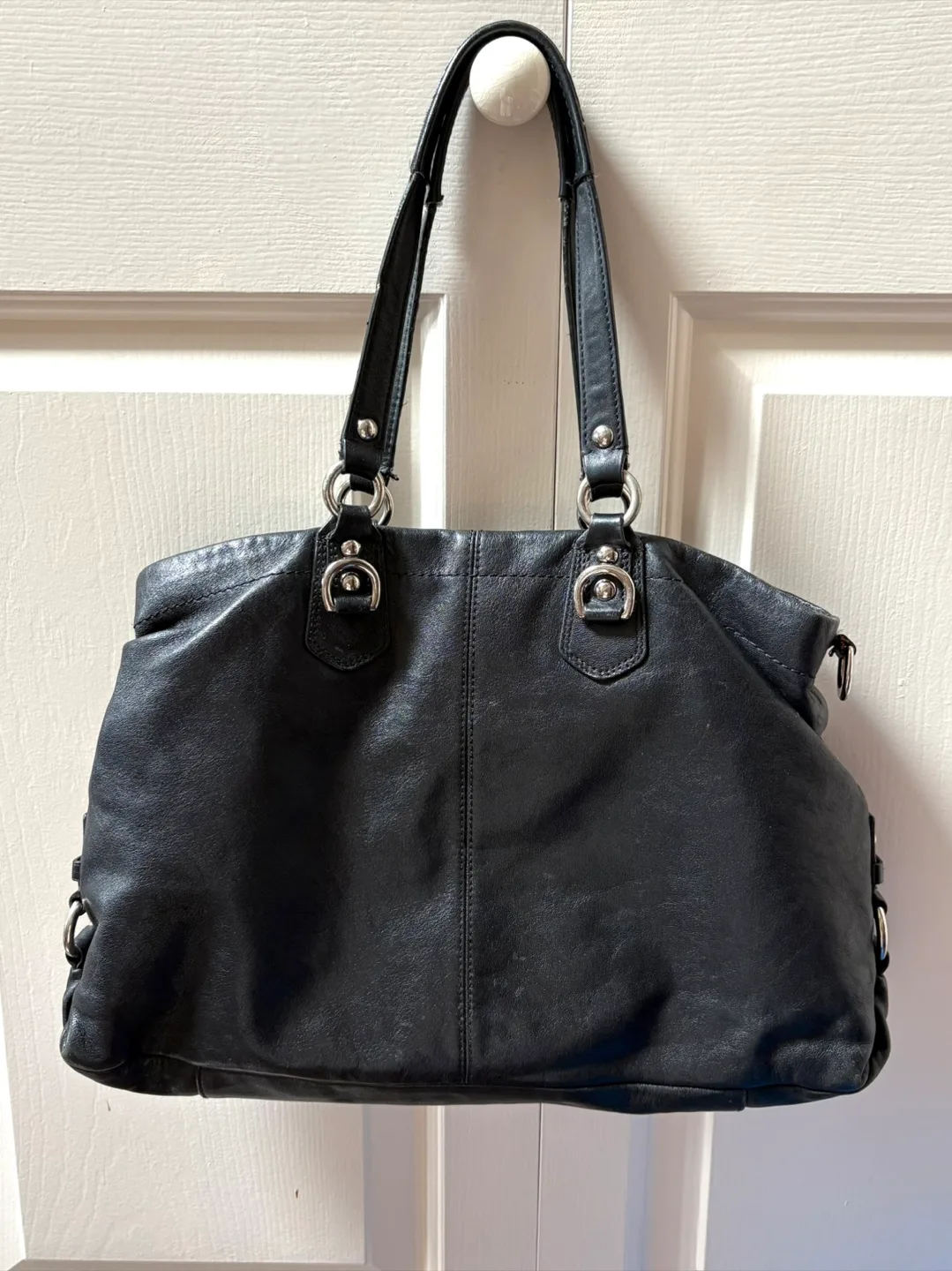 Coach Black Leather Satchel Bag image indicator(5)