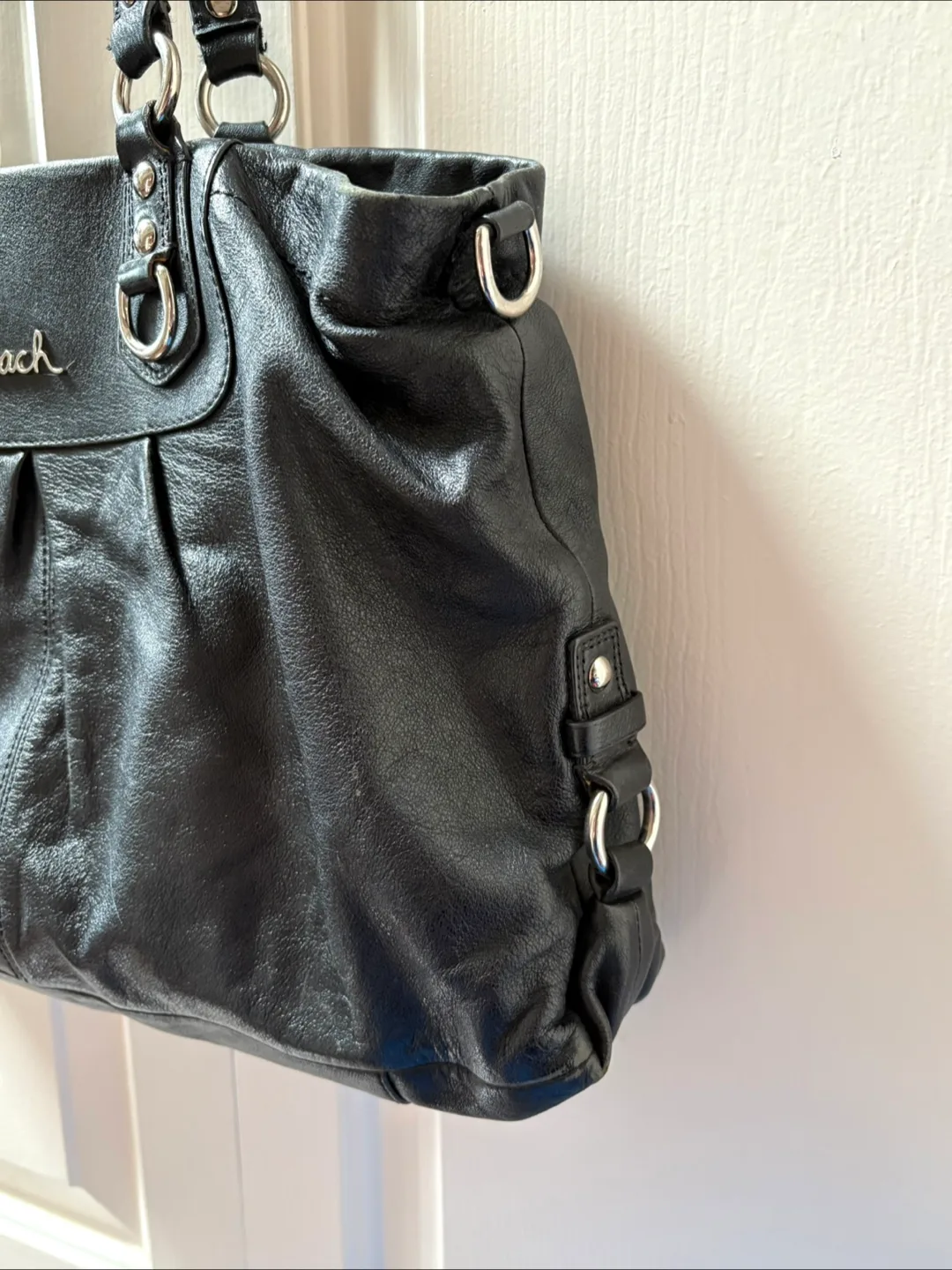 Coach Black Leather Satchel Bag image indicator(2)