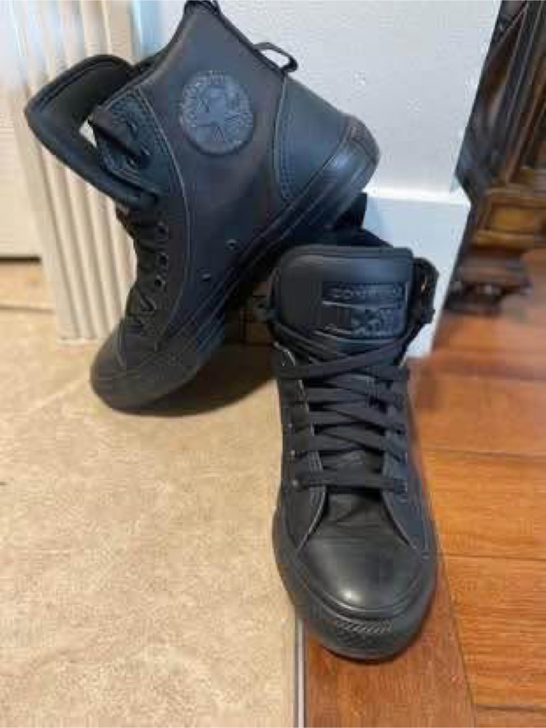 Converse All Star Leather High Top - Black, Size 6 - photo 2