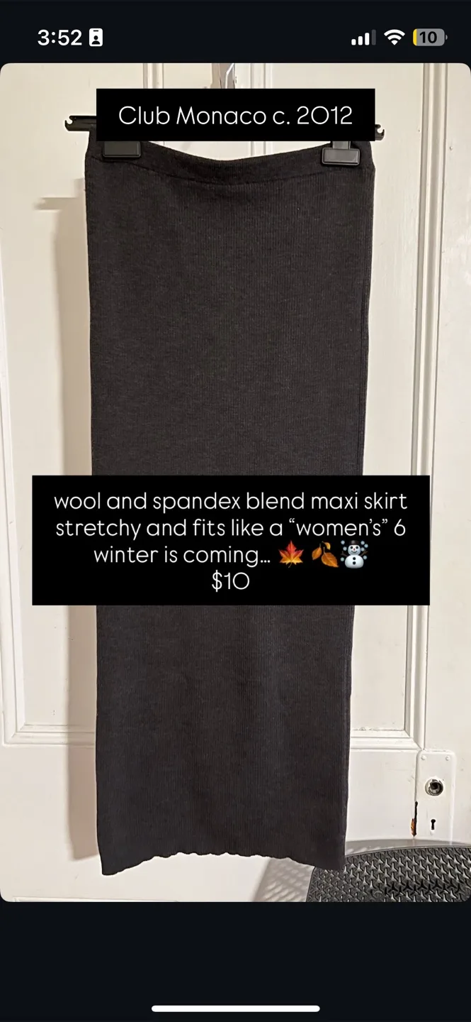 Dark Grey Wool Stretch Maxi Skirt Women’s 4-6 thumbnail