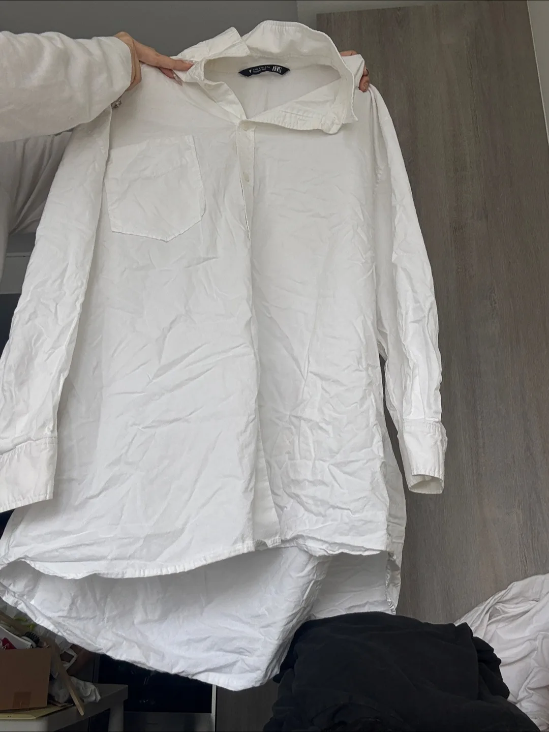 Zara White Oversized Shirt thumbnail