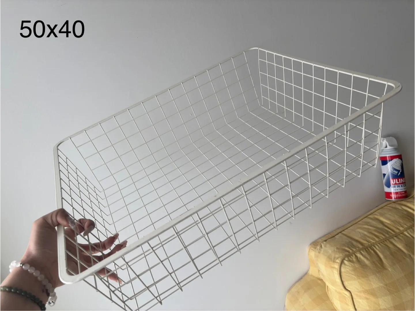 White Wire Storage Basket 50x40 thumbnail