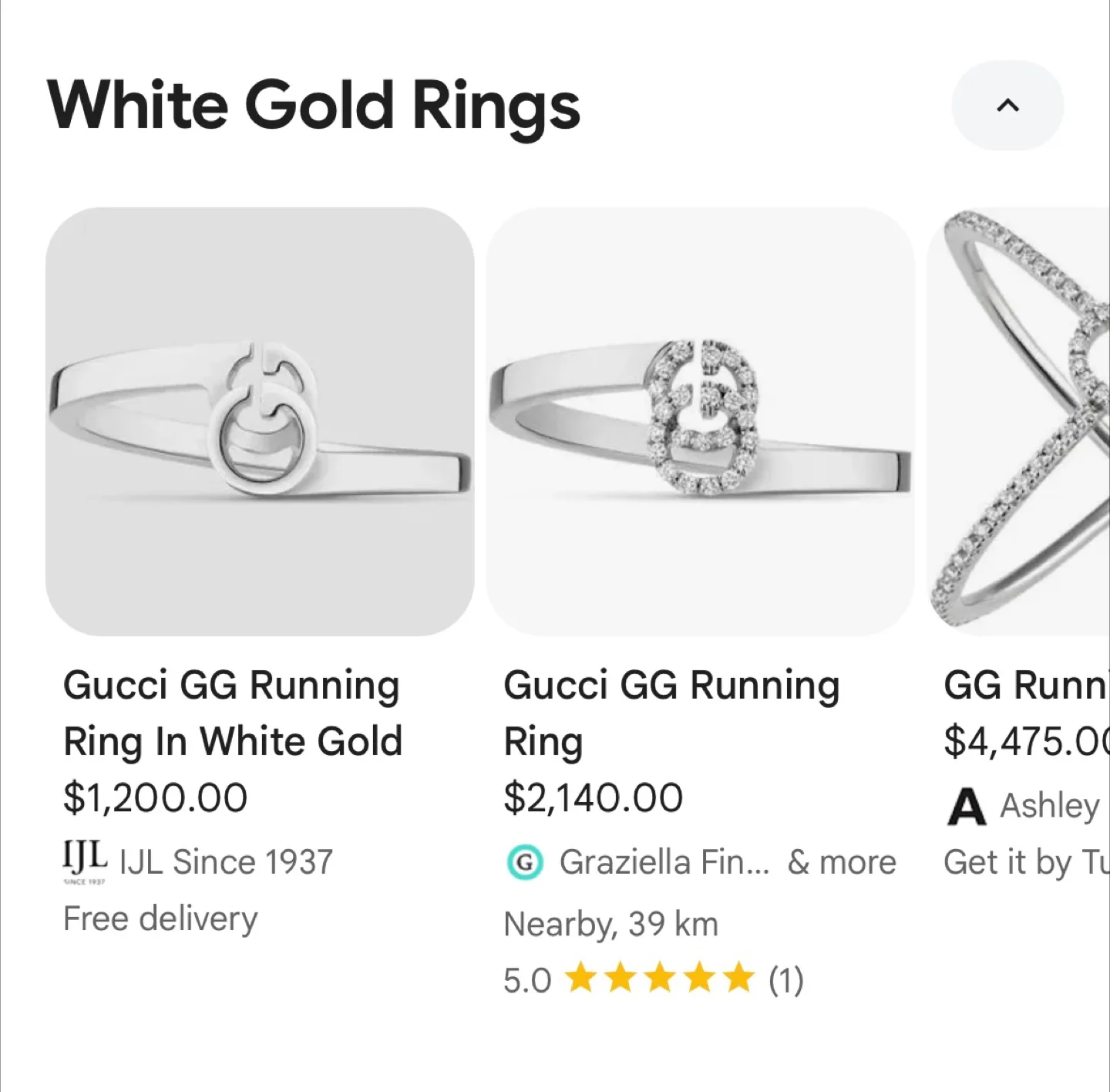 Gucci GG Running couple Ring in White Gold image indicator(3)